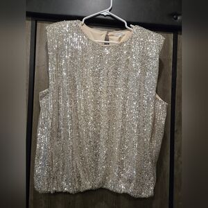 NWT- Maurices Glittering Silver Sequin Sleeveless Top 2XL